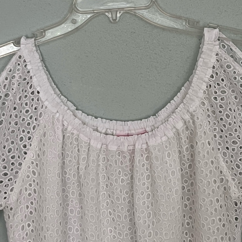Lilly Pulitzer Lillette Top Resort White Eyelet Crinkle Chiffon Cottagecore XS - Picture 4 of 16